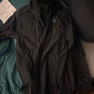 Black North face rain jacket size large